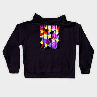 Colorful 80's Abstract Pattern in Blocks Kids Hoodie